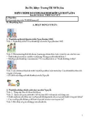 Điều chỉnh, bổ sung bài hdh môn lịch sử lớp 4 bài buổi đầu thời Nguyễn